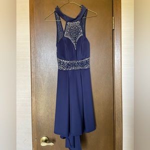 high neck navy blue dress worn once